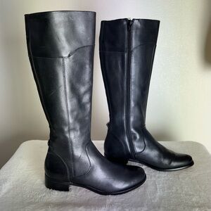 Corso Como Black Leather Knee High Tall Boots Size 6.5